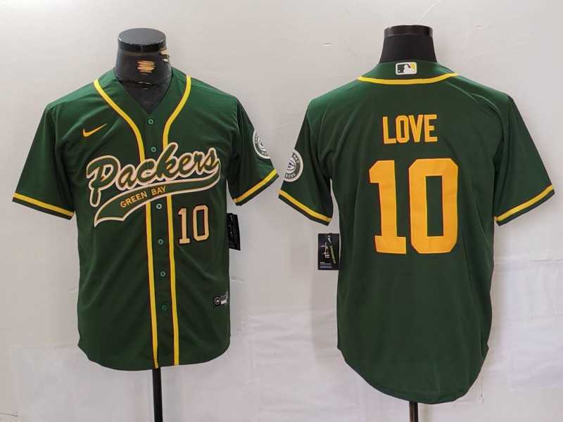 Men%27s Green Bay Packers #10 Jordan Love Green Cool Base Stitched Baseball Jerseys->nfl just don shorts->NFL Jersey